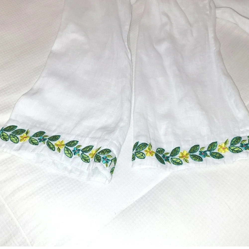 Lilly Pulitzer Amelia Island VTG Embroidered Floral White Linen Boho Tunic Top M - Picture 6 of 9